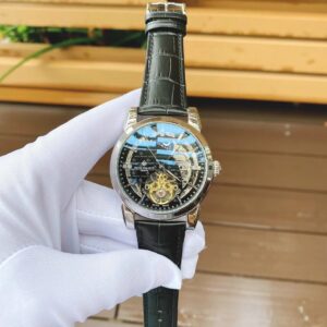Patek Philippe Mechanical Watch With 43mm Black Leather Strap