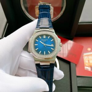 Patek Philippe Men's Watch Blue PP Nautilus 40mm Leather Band