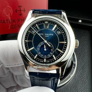 Patek Philippe Men's Watch Blue Leather Band Complication 5205 Japan 40mm