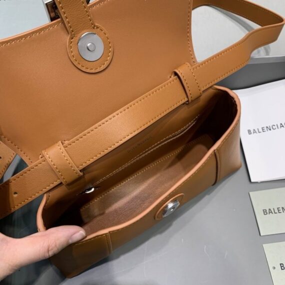 Balenciaga Hourglass Shoulder Bag Brown