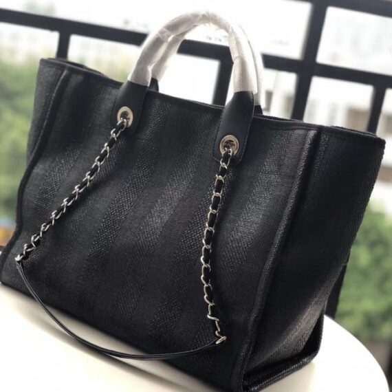 Chanel Canvas Tote Bags Black