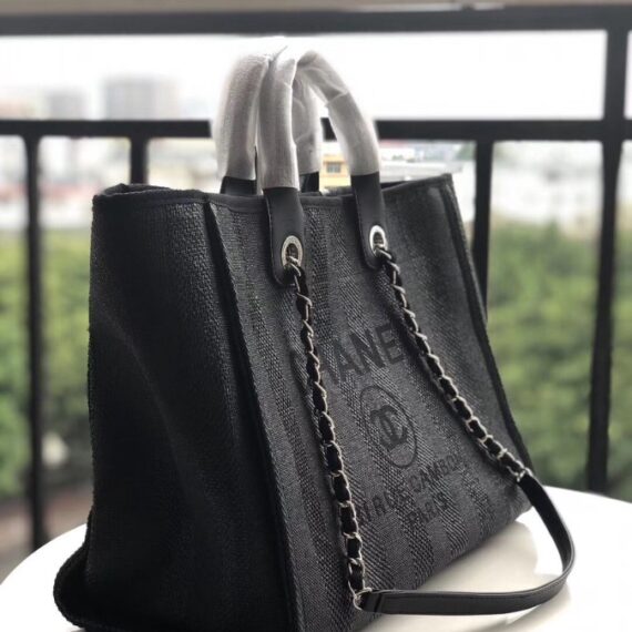 Chanel Canvas Tote Bags Black