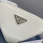 Prada Triangle Leather Shoulder Bag White