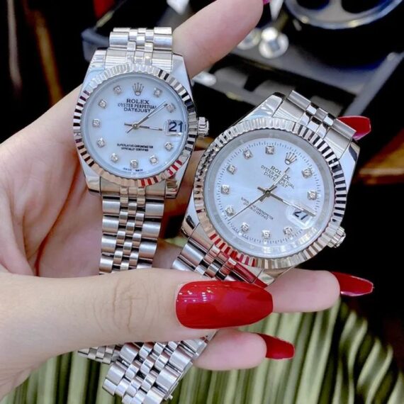Couple Watch Rolex DateJust Sliver Metal Band 2 Color