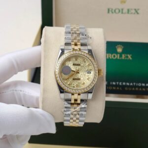 Rolex women's watch with demi gold metal strap with Japanese mechanical movement 31mm