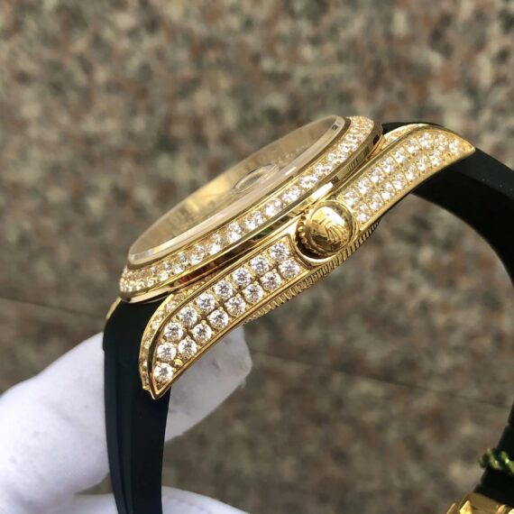 Rolex Men'S Super Automatic Gold Platedlica Watch With Stones Swisslica 41Mm