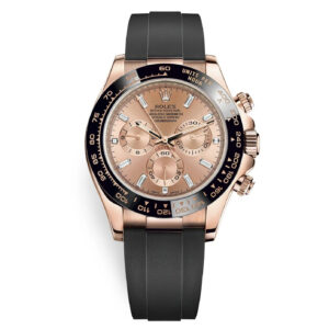 Rolex Cosmograph Daytona Pink Baguette Oysterflex Everose Gold 40mm Mens Watch 116515ln
