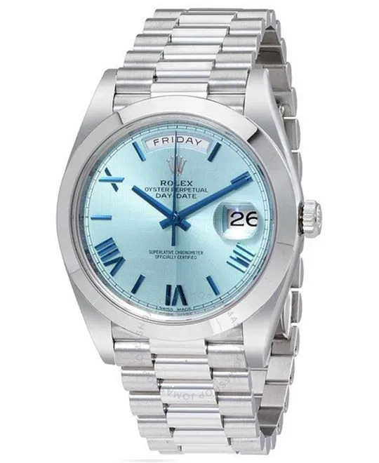 Rolex Day-date Automatic Ice Blue Dial Platinum Men Watch 40mm