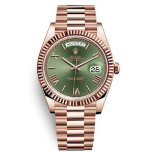 Rolex Day-date Everose Gold 40mm Olive Green Dial Watch 228235
